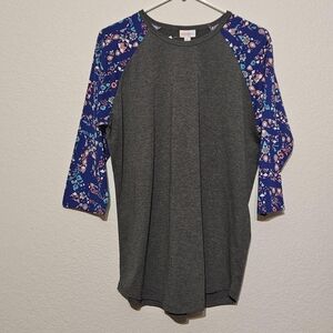 Large Grey LuLaRoe Baseball Tee